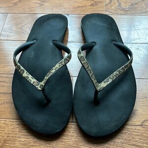 Reef glitter cheetah flip flops